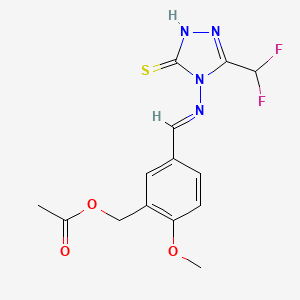 5-({[3-(difluoromethyl)-5-mercapto-4H-1,2,4-triazol-4-yl]imino}methyl)-2-methoxybenzyl acetate