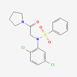 molecular formula C18H18Cl2N2O3S B4730114 N-(2,5-dichlorophenyl)-N-[2-oxo-2-(1-pyrrolidinyl)ethyl]benzenesulfonamide 