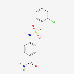 molecular formula C14H13ClN2O3S B4730122 4-{[(2-chlorobenzyl)sulfonyl]amino}benzamide 