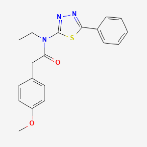 molecular formula C19H19N3O2S B4730157 N-ethyl-2-(4-methoxyphenyl)-N-(5-phenyl-1,3,4-thiadiazol-2-yl)acetamide 