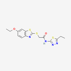 2-[(6-ethoxy-1,3-benzothiazol-2-yl)thio]-N-(5-ethyl-1,3,4-thiadiazol-2-yl)acetamide