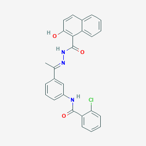 molecular formula C26H20ClN3O3 B4730179 2-chloro-N-{3-[N-(2-hydroxy-1-naphthoyl)ethanehydrazonoyl]phenyl}benzamide 