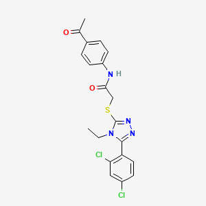 molecular formula C20H18Cl2N4O2S B4730216 N-(4-acetylphenyl)-2-{[5-(2,4-dichlorophenyl)-4-ethyl-4H-1,2,4-triazol-3-yl]thio}acetamide 