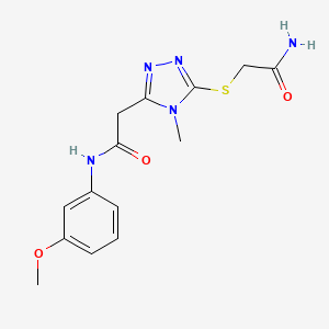 molecular formula C14H17N5O3S B4730243 2-{5-[(2-amino-2-oxoethyl)thio]-4-methyl-4H-1,2,4-triazol-3-yl}-N-(3-methoxyphenyl)acetamide 