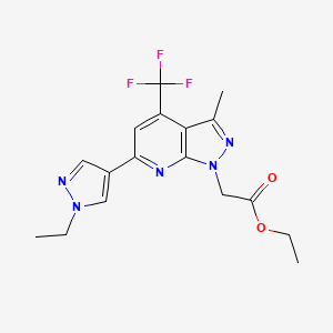 ethyl [6-(1-ethyl-1H-pyrazol-4-yl)-3-methyl-4-(trifluoromethyl)-1H-pyrazolo[3,4-b]pyridin-1-yl]acetate