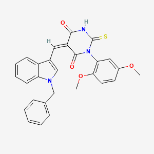 molecular formula C28H23N3O4S B4730268 5-[(1-benzyl-1H-indol-3-yl)methylene]-1-(2,5-dimethoxyphenyl)-2-thioxodihydro-4,6(1H,5H)-pyrimidinedione 