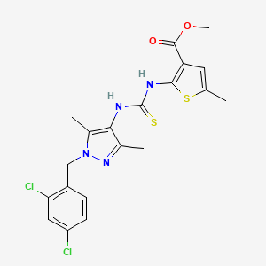 molecular formula C20H20Cl2N4O2S2 B4730406 methyl 2-[({[1-(2,4-dichlorobenzyl)-3,5-dimethyl-1H-pyrazol-4-yl]amino}carbonothioyl)amino]-5-methyl-3-thiophenecarboxylate 