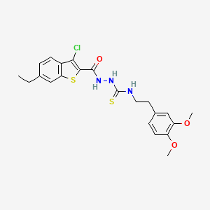 molecular formula C22H24ClN3O3S2 B4730432 2-[(3-chloro-6-ethyl-1-benzothien-2-yl)carbonyl]-N-[2-(3,4-dimethoxyphenyl)ethyl]hydrazinecarbothioamide 