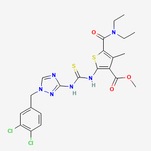 molecular formula C22H24Cl2N6O3S2 B4730572 methyl 2-[({[1-(3,4-dichlorobenzyl)-1H-1,2,4-triazol-3-yl]amino}carbonothioyl)amino]-5-[(diethylamino)carbonyl]-4-methyl-3-thiophenecarboxylate 