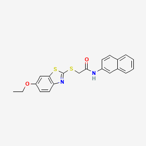 molecular formula C21H18N2O2S2 B4730605 2-[(6-ethoxy-1,3-benzothiazol-2-yl)thio]-N-2-naphthylacetamide 