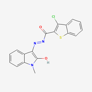 3-chloro-N'-(1-methyl-2-oxo-1,2-dihydro-3H-indol-3-ylidene)-1-benzothiophene-2-carbohydrazide