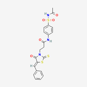 molecular formula C21H19N3O5S3 B4730628 N-{4-[(acetylamino)sulfonyl]phenyl}-3-(5-benzylidene-4-oxo-2-thioxo-1,3-thiazolidin-3-yl)propanamide 