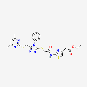 ethyl [2-({[(5-{[(4,6-dimethyl-2-pyrimidinyl)thio]methyl}-4-phenyl-4H-1,2,4-triazol-3-yl)thio]acetyl}amino)-1,3-thiazol-4-yl]acetate