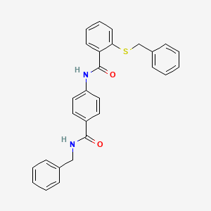 molecular formula C28H24N2O2S B4730682 N-{4-[(benzylamino)carbonyl]phenyl}-2-(benzylthio)benzamide 