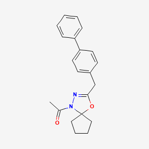 molecular formula C21H22N2O2 B4730714 1-acetyl-3-(4-biphenylylmethyl)-4-oxa-1,2-diazaspiro[4.4]non-2-ene 