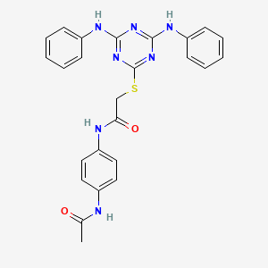 molecular formula C25H23N7O2S B4730723 N-[4-(acetylamino)phenyl]-2-[(4,6-dianilino-1,3,5-triazin-2-yl)thio]acetamide 