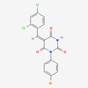 molecular formula C17H9BrCl2N2O3 B4730767 1-(4-bromophenyl)-5-(2,4-dichlorobenzylidene)-2,4,6(1H,3H,5H)-pyrimidinetrione 