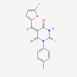 5-[(5-iodo-2-furyl)methylene]-1-(4-methylphenyl)-2-thioxodihydro-4,6(1H,5H)-pyrimidinedione