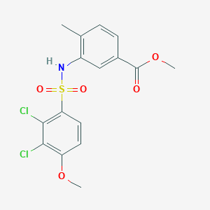 molecular formula C16H15Cl2NO5S B4730806 methyl 3-{[(2,3-dichloro-4-methoxyphenyl)sulfonyl]amino}-4-methylbenzoate 