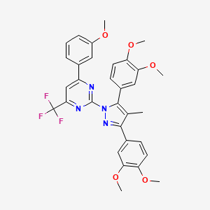 molecular formula C32H29F3N4O5 B4730819 2-[3,5-bis(3,4-dimethoxyphenyl)-4-methyl-1H-pyrazol-1-yl]-4-(3-methoxyphenyl)-6-(trifluoromethyl)pyrimidine 