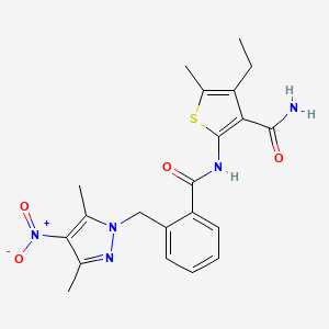 2-({2-[(3,5-dimethyl-4-nitro-1H-pyrazol-1-yl)methyl]benzoyl}amino)-4-ethyl-5-methyl-3-thiophenecarboxamide