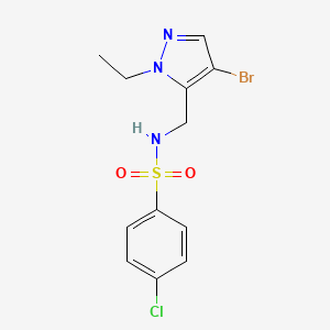 molecular formula C12H13BrClN3O2S B4730841 N-[(4-bromo-1-ethyl-1H-pyrazol-5-yl)methyl]-4-chlorobenzenesulfonamide 