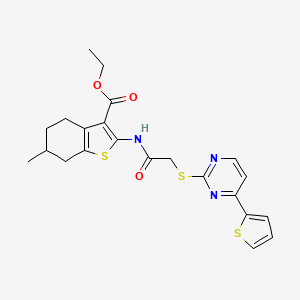 ETHYL 6-METHYL-2-[(2-{[4-(2-THIENYL)-2-PYRIMIDINYL]SULFANYL}ACETYL)AMINO]-4,5,6,7-TETRAHYDRO-1-BENZOTHIOPHENE-3-CARBOXYLATE