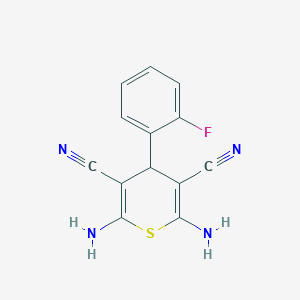 molecular formula C13H9FN4S B047310 2,6-二氨基-4-(2-氟苯基)-4H-噻吩-3,5-二腈 CAS No. 208254-22-2