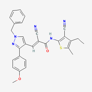 3-[1-benzyl-3-(4-methoxyphenyl)-1H-pyrazol-4-yl]-2-cyano-N-(3-cyano-4-ethyl-5-methyl-2-thienyl)acrylamide