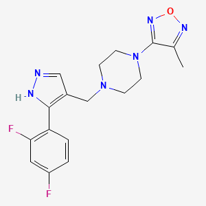 3-[4-[[5-(2,4-difluorophenyl)-1H-pyrazol-4-yl]methyl]piperazin-1-yl]-4-methyl-1,2,5-oxadiazole