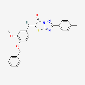 (5Z)-5-{[4-(BENZYLOXY)-3-METHOXYPHENYL]METHYLIDENE}-2-(4-METHYLPHENYL)-5H,6H-[1,2,4]TRIAZOLO[3,2-B][1,3]THIAZOL-6-ONE