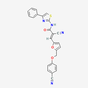 2-cyano-3-{5-[(4-cyanophenoxy)methyl]-2-furyl}-N-(4-phenyl-1,3-thiazol-2-yl)acrylamide