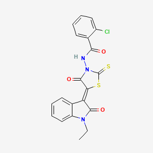 2-chloro-N-[(5Z)-5-(1-ethyl-2-oxo-1,2-dihydro-3H-indol-3-ylidene)-4-oxo-2-thioxo-1,3-thiazolidin-3-yl]benzamide