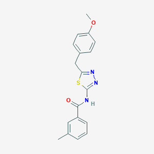 molecular formula C18H17N3O2S B473197 N-[5-(4-methoxybenzyl)-1,3,4-thiadiazol-2-yl]-3-methylbenzamide CAS No. 519170-11-7