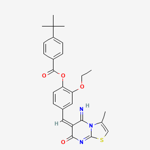 [2-ethoxy-4-[(E)-(5-imino-3-methyl-7-oxo-[1,3]thiazolo[3,2-a]pyrimidin-6-ylidene)methyl]phenyl] 4-tert-butylbenzoate