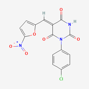 1-(4-chlorophenyl)-5-[(5-nitro-2-furyl)methylene]-2,4,6(1H,3H,5H)-pyrimidinetrione