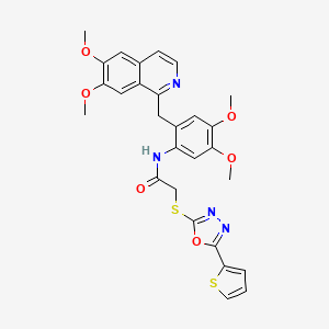 N-{2-[(6,7-dimethoxyisoquinolin-1-yl)methyl]-4,5-dimethoxyphenyl}-2-{[5-(2-thienyl)-1,3,4-oxadiazol-2-yl]thio}acetamide