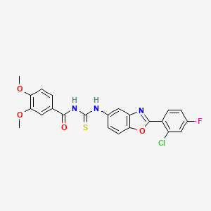 N-({[2-(2-chloro-4-fluorophenyl)-1,3-benzoxazol-5-yl]amino}carbonothioyl)-3,4-dimethoxybenzamide