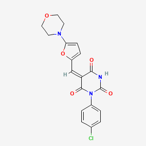 molecular formula C19H16ClN3O5 B4732474 1-(4-chlorophenyl)-5-{[5-(4-morpholinyl)-2-furyl]methylene}-2,4,6(1H,3H,5H)-pyrimidinetrione 