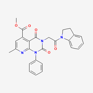 molecular formula C26H22N4O5 B4732542 methyl 3-[2-(2,3-dihydro-1H-indol-1-yl)-2-oxoethyl]-7-methyl-2,4-dioxo-1-phenyl-1,2,3,4-tetrahydropyrido[2,3-d]pyrimidine-5-carboxylate 