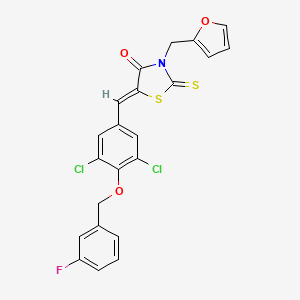 5-{3,5-dichloro-4-[(3-fluorobenzyl)oxy]benzylidene}-3-(2-furylmethyl)-2-thioxo-1,3-thiazolidin-4-one
