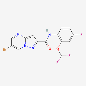 molecular formula C14H8BrF3N4O2 B4732628 6-bromo-N-[2-(difluoromethoxy)-4-fluorophenyl]pyrazolo[1,5-a]pyrimidine-2-carboxamide 