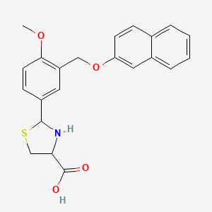 molecular formula C22H21NO4S B4732642 2-{4-methoxy-3-[(2-naphthyloxy)methyl]phenyl}-1,3-thiazolidine-4-carboxylic acid 
