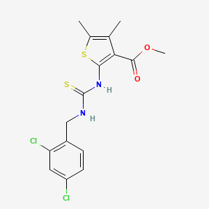 molecular formula C16H16Cl2N2O2S2 B4732666 methyl 2-({[(2,4-dichlorobenzyl)amino]carbonothioyl}amino)-4,5-dimethyl-3-thiophenecarboxylate 