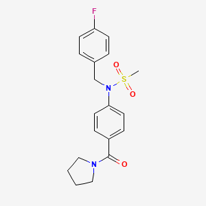 molecular formula C19H21FN2O3S B4732673 N-(4-fluorobenzyl)-N-[4-(1-pyrrolidinylcarbonyl)phenyl]methanesulfonamide 