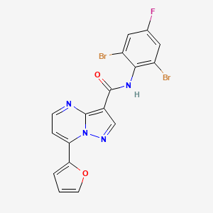 molecular formula C17H9Br2FN4O2 B4732702 N-(2,6-dibromo-4-fluorophenyl)-7-(2-furyl)pyrazolo[1,5-a]pyrimidine-3-carboxamide 