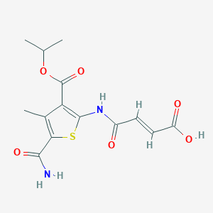 molecular formula C14H16N2O6S B4732715 4-{[5-(aminocarbonyl)-3-(isopropoxycarbonyl)-4-methyl-2-thienyl]amino}-4-oxo-2-butenoic acid 