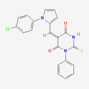 molecular formula C21H14ClN3O2S B4732752 5-{[1-(4-chlorophenyl)-1H-pyrrol-2-yl]methylene}-1-phenyl-2-thioxodihydro-4,6(1H,5H)-pyrimidinedione 