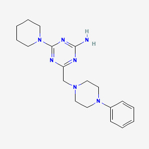 molecular formula C19H27N7 B4732772 4-[(4-phenyl-1-piperazinyl)methyl]-6-(1-piperidinyl)-1,3,5-triazin-2-amine CAS No. 21868-46-2