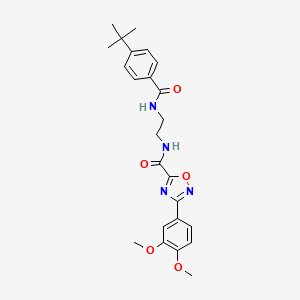 molecular formula C24H28N4O5 B4732773 N-{2-[(4-tert-butylbenzoyl)amino]ethyl}-3-(3,4-dimethoxyphenyl)-1,2,4-oxadiazole-5-carboxamide 